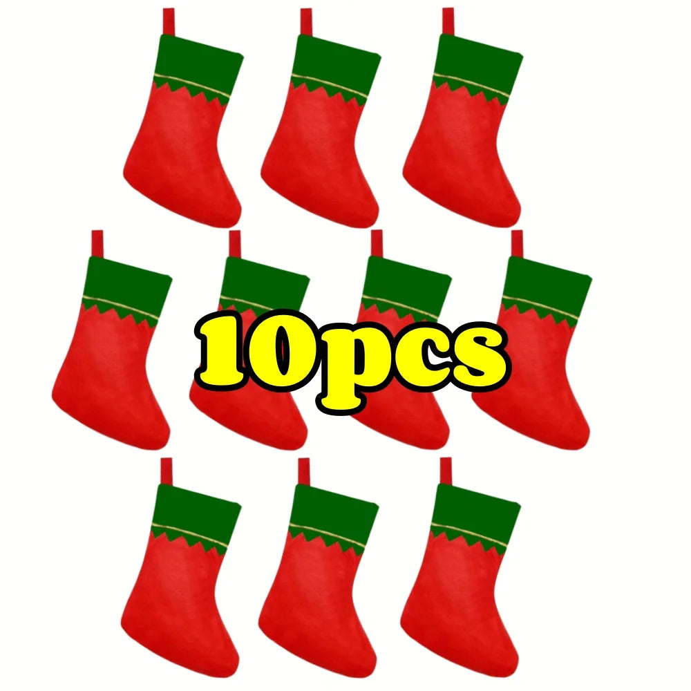 Kerst sok (decoratief) rood vilt met gouden rand – feestelijke haarddecoratie - 10-20 stuks