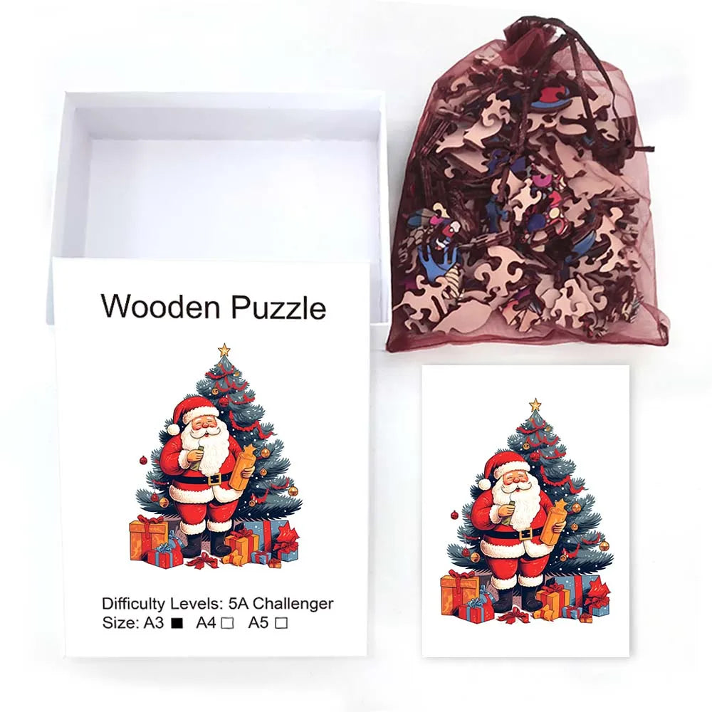 Houten figuren puzzel - Exquise patronen met kerstthema, uniek en persoonlijk