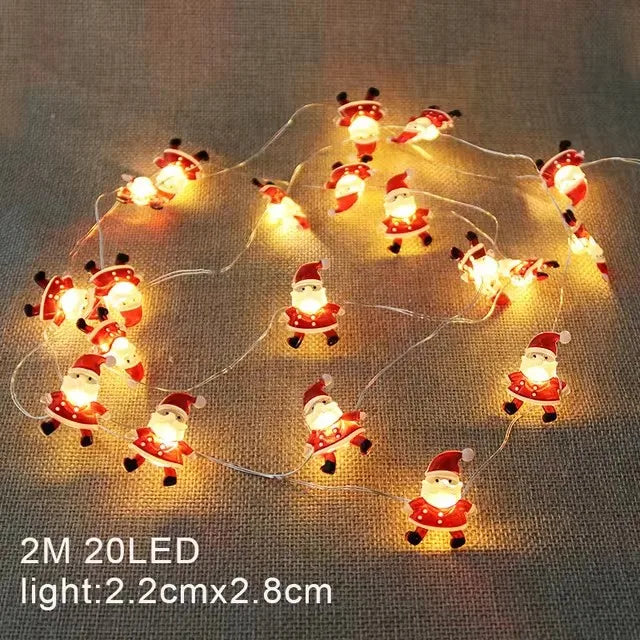 LED Kerstverlichting 2m – 20 Warm Witte Lampjes – Kerstman & Sneeuwpop