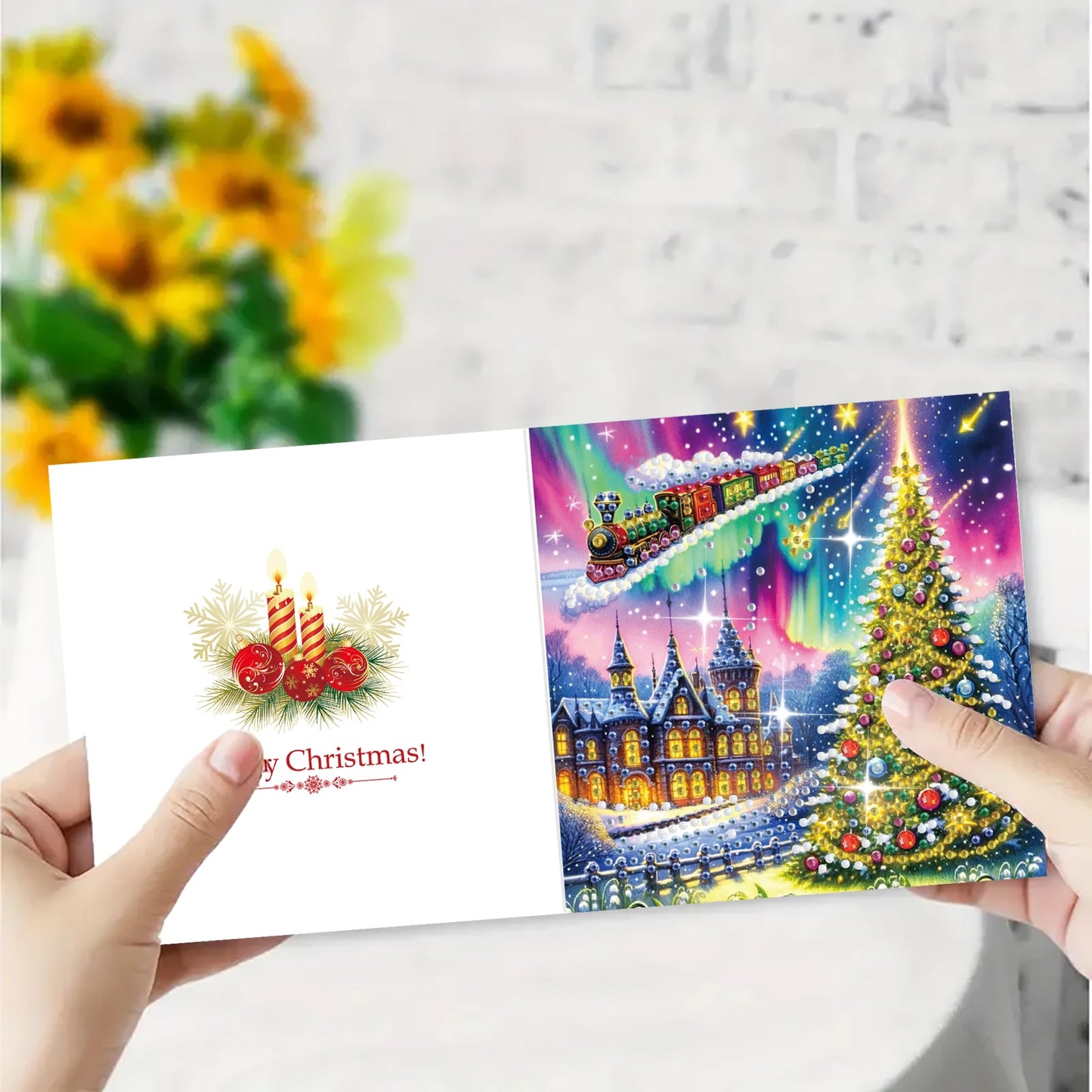 Diamond Painting Kerstkaarten - kerstboom kaartenset – 6 stuks