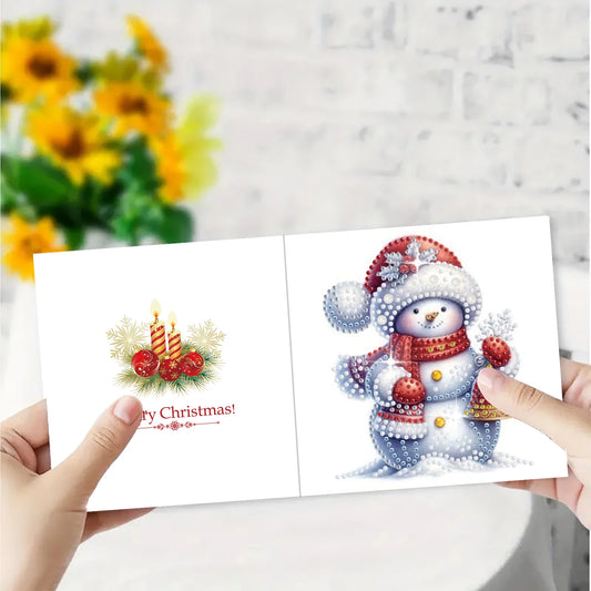 Diamond Painting Kerstkaarten set - Kerst Sneeuwpop (6 stuks)