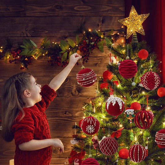 Kerstballen set rood glanzend 8cm voor feestelijke boomdecoratie