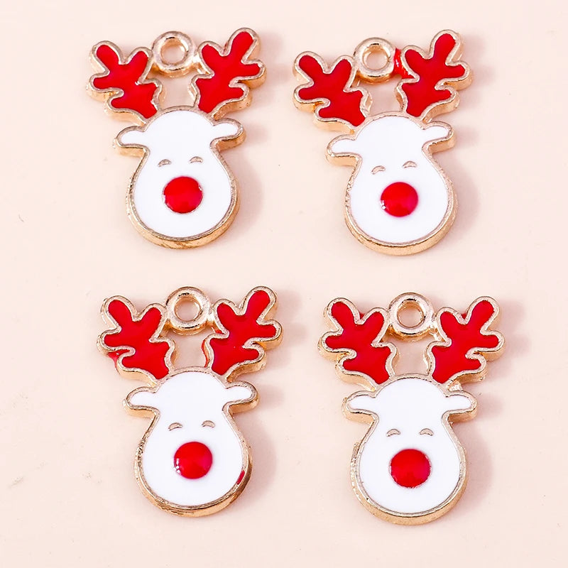 Kerst hangers rendier emaille bedels dieren voor sieraden en decoratie - 20 stuks