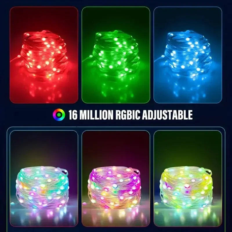 Slimme Kerstverlichting – RGBIC LED Lichtslang 5V USB | 5M/10M/20M | App & Afstandsbediening | IP65 Waterdicht | Droomkleuren