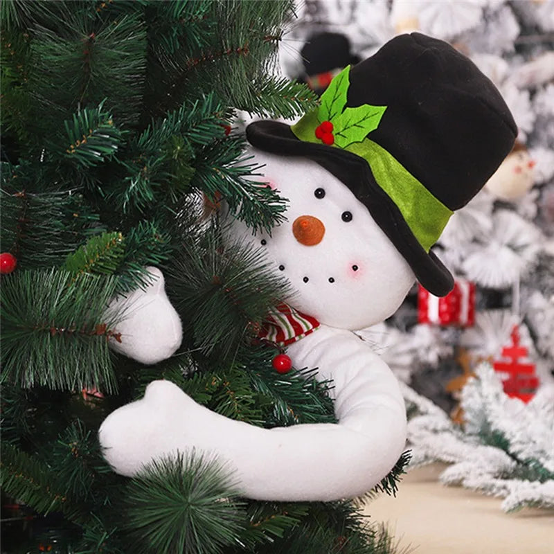 Kerst pop knuffel 105cm kerstman en sneeuwpop boomdecoratie feestelijk