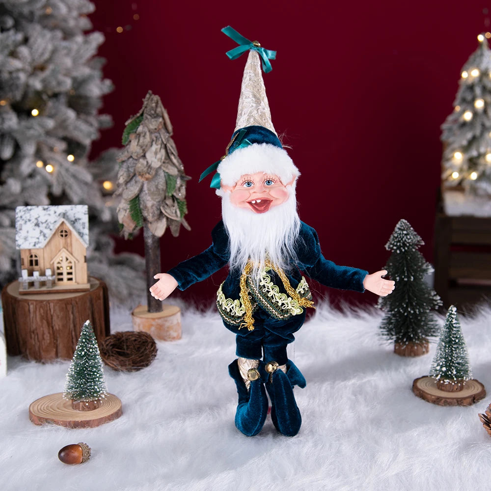Kerst pop elf met krans – feestelijke pluche hanger voor decoratie