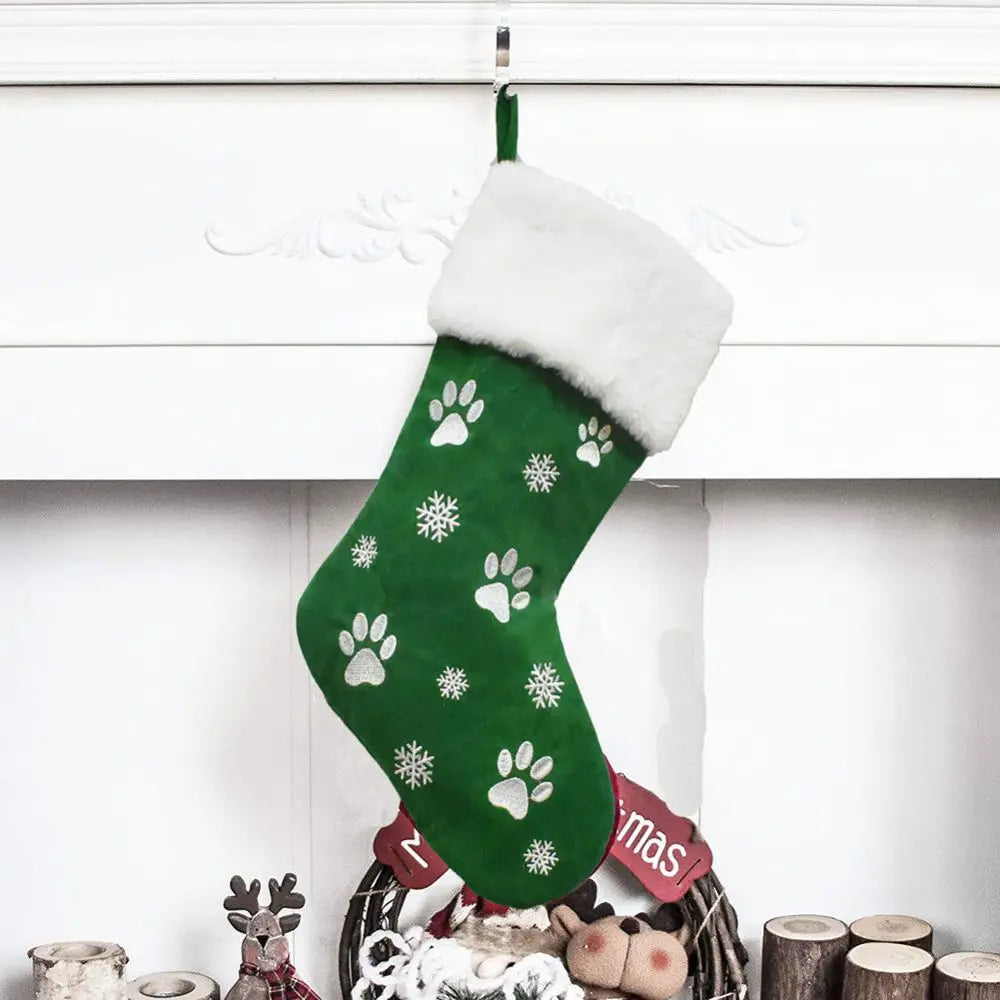 Kerstsok met hond en kat pootjes – Luxe kerstboomdecoratie