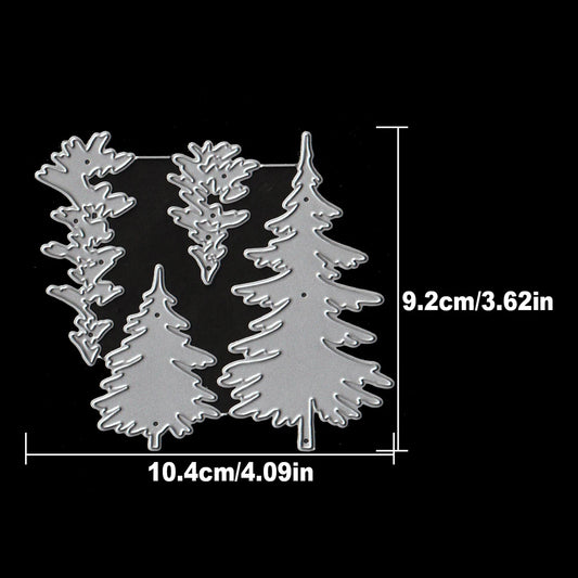 Snijmal Retro Winter Pine Bomen Laagjes voor Scrapbooking