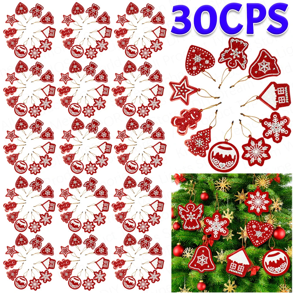 Diamond Painting Kerst Hangers – 10x DIY Kerstboom Ornamenten met Speciale Steentjes | Unieke Kerstdecoratie en Cadeau Idee