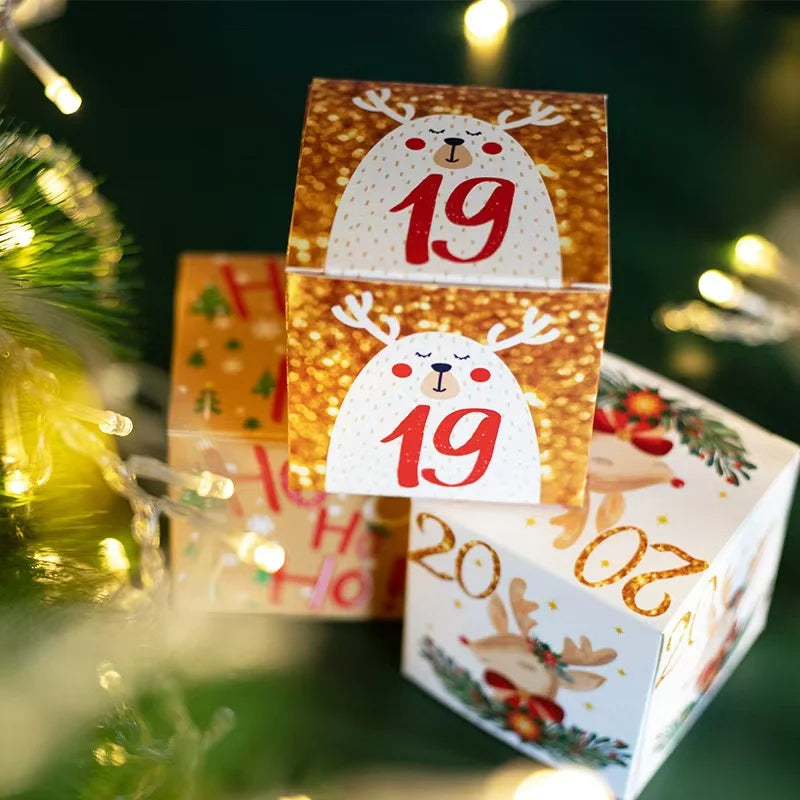 Kerst cadeauverpakking set van 24 advent doosjes voor aftelkalender