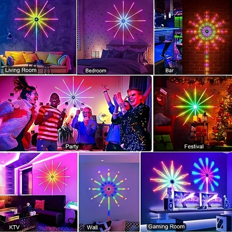 Slimme Kerstverlichting - Dynamische Vuurwerk LED Lichtstrips met Muzieksynchronisatie, RGB, Bluetooth & Afstandsbediening - 180 LEDs