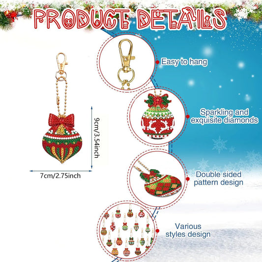 Diamond Painting Kerst Sleutelhangers – 20 sets Dubbelzijdige Kerstballen
