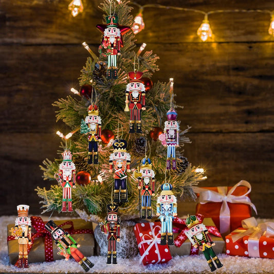 Set kersthangers houten notenkraker ornamenten voor kerstboom decoratie