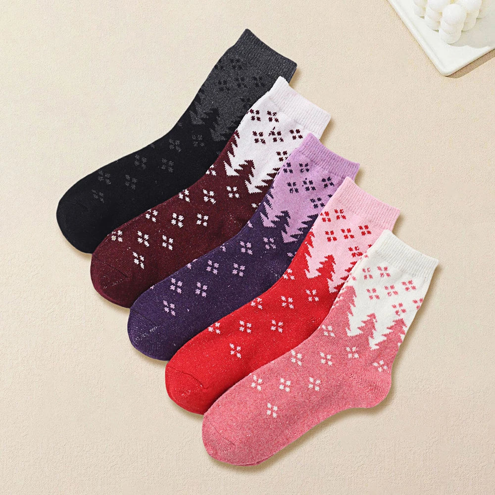 Kerstsokken warme dames sokken met retro winterprint WZ-269