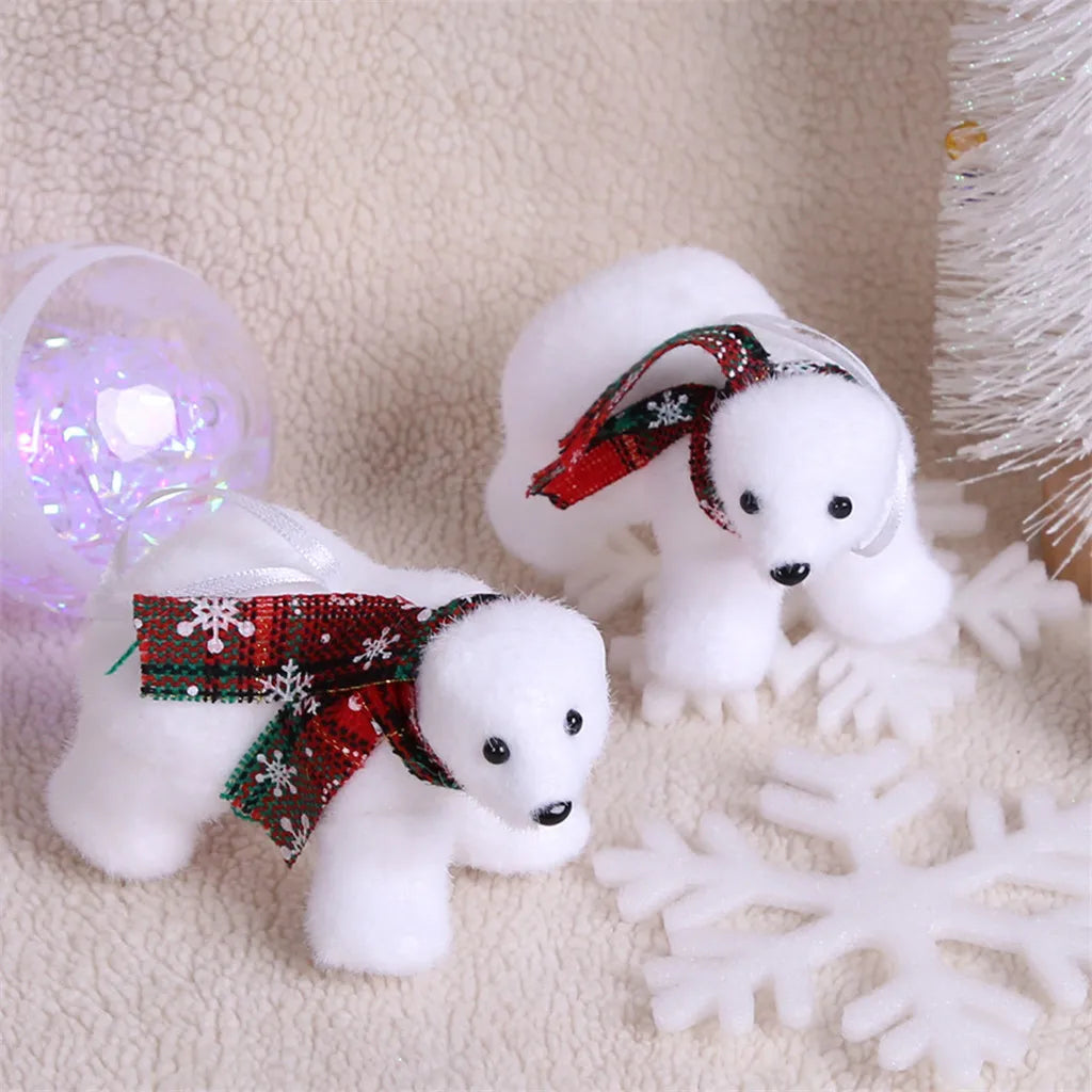 Kersthanger schattige pluche witte beer voor in de kerstboom