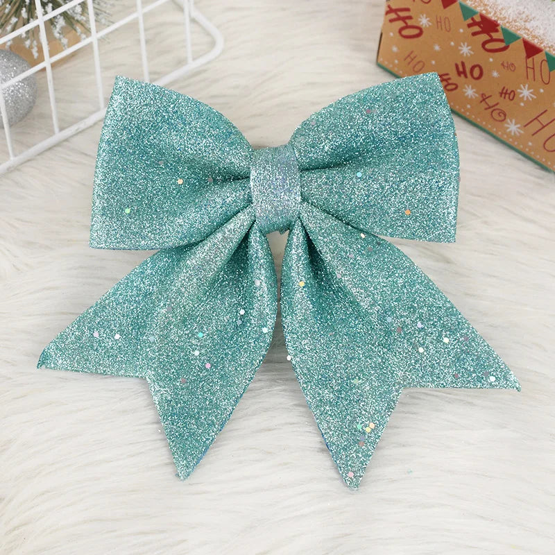 Kerstboom ornament rode gouden strik met glitters voor feestelijke decoratie