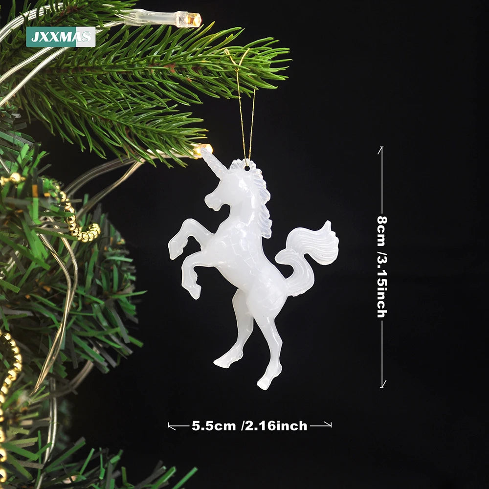 Kerst ornament voor in Kerstboom met eenhoorn hanger set – 4 stuks