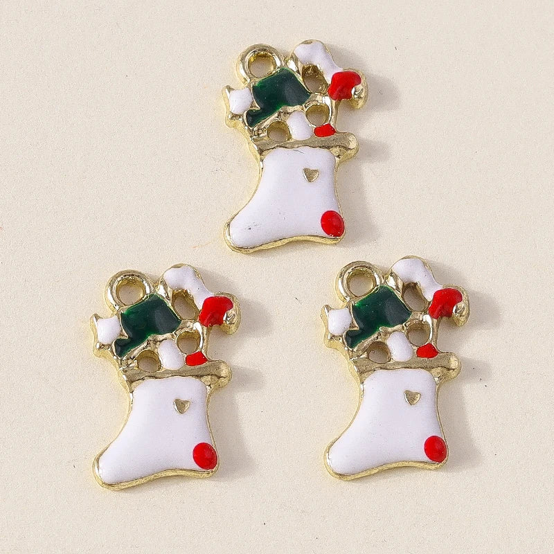 Kersthanger voor ketting of armband kerstboom rendier bel sneeuwpop hanger set - 10 stuks