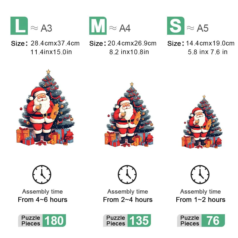 Houten figuren puzzel - Exquise patronen met kerstthema, uniek en persoonlijk