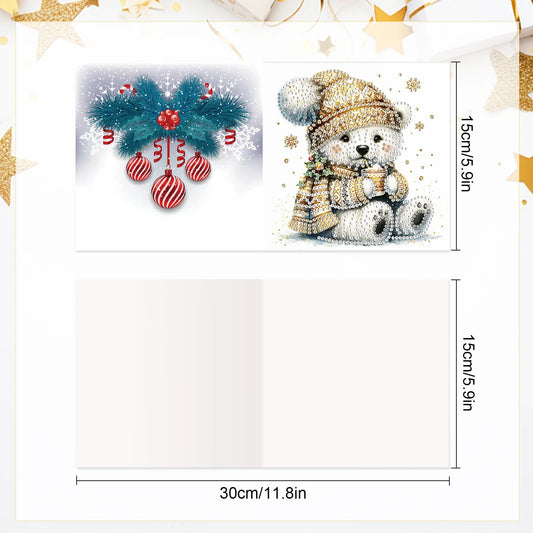 Diamond Painting Kerstkaarten set met 6 luxe kaarten en enveloppen