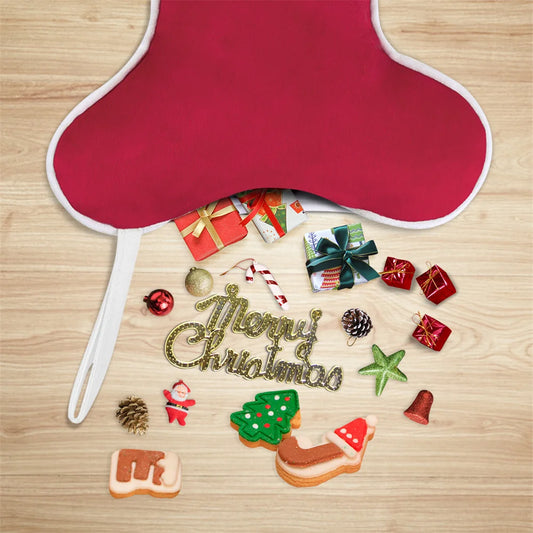 Kerst sok decoratief voor hond in fluweel botvorm luxe cadeauzak