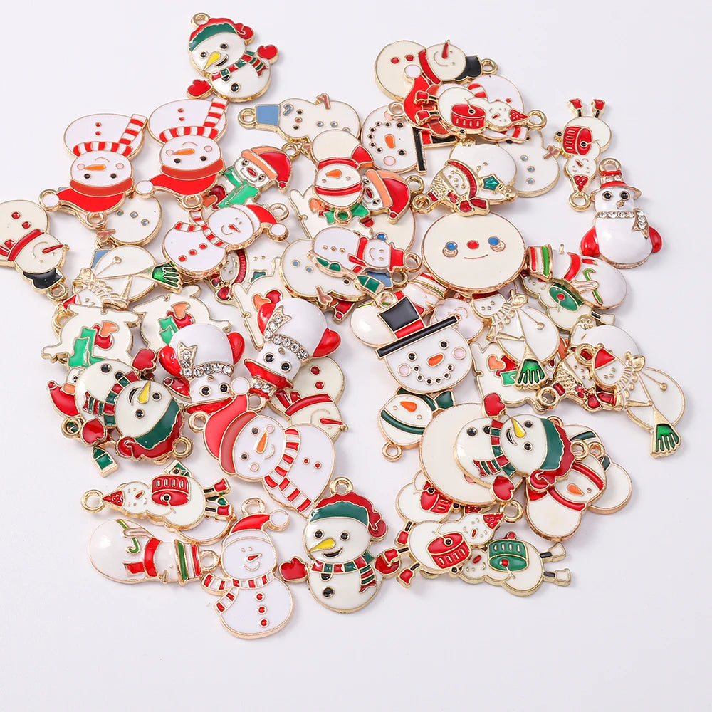 Kersthanger voor ketting of armband sneeuwpop emaille bedels 20 stuks