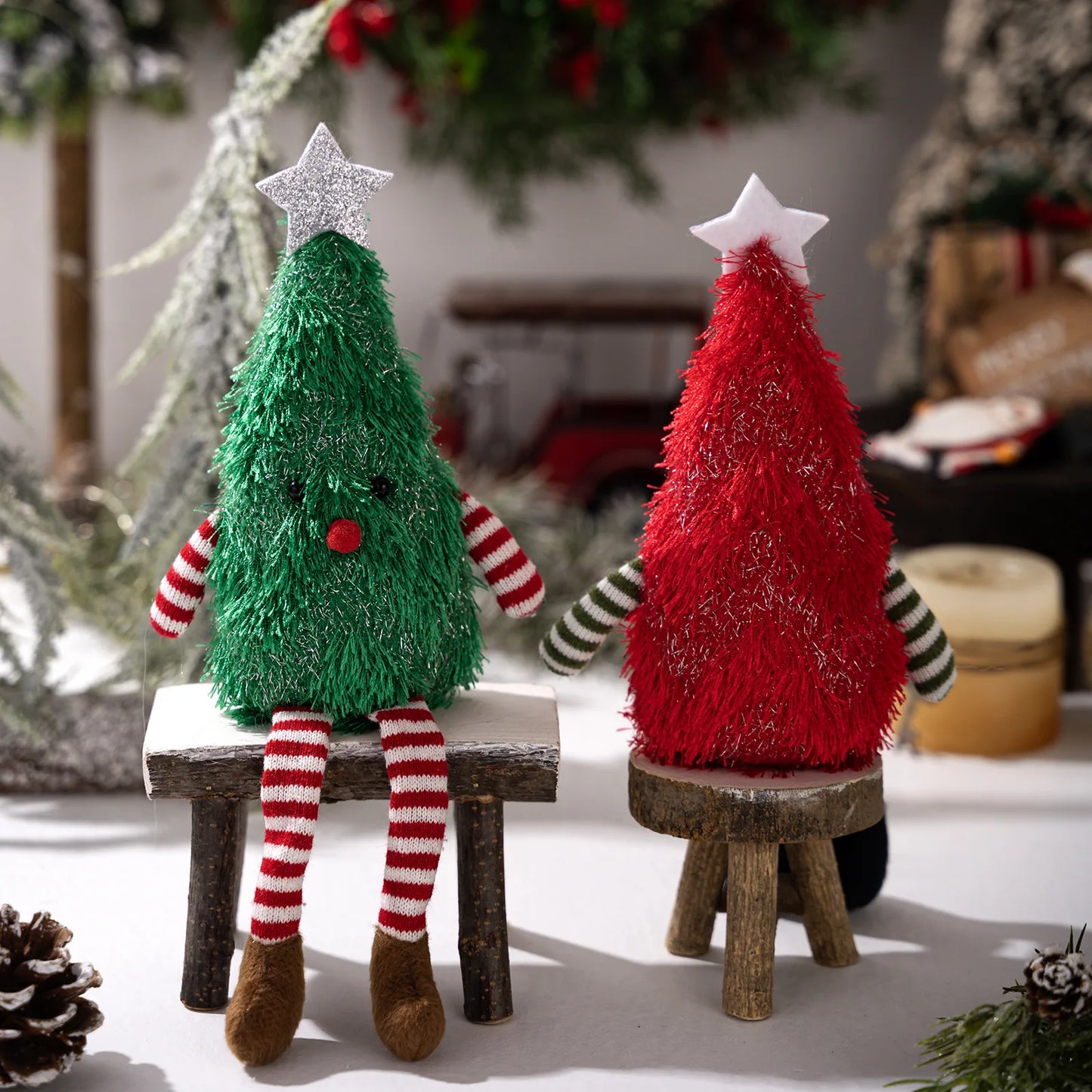 Kerst knuffel kerstboom pop langbenig pluche ornament