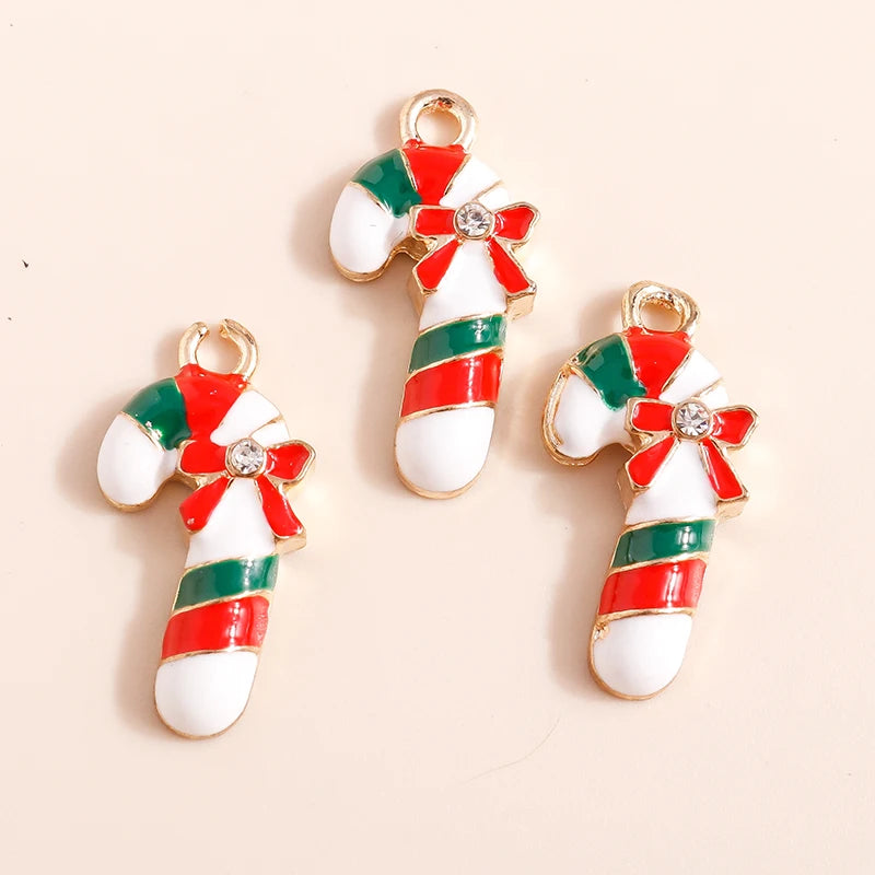 Kerst hangers mix sneeuwpop, Kerstman en meer emaille bedels voor sieraden - 10 stuks