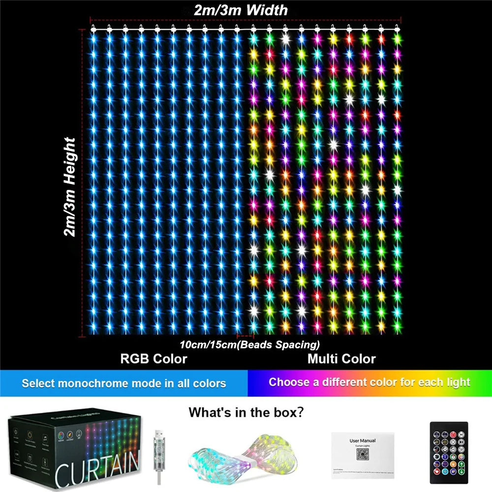 Slimme Kerstverlichting – 400-800 RGB LED Gordijnverlichting met App & Afstandsbediening, Muzieksynchronisatie, Binnen & Buiten Decoratie