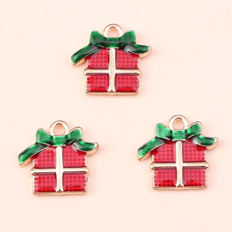 Kerst hangers mix sneeuwpop, Kerstman en meer emaille bedels voor sieraden - 10 stuks