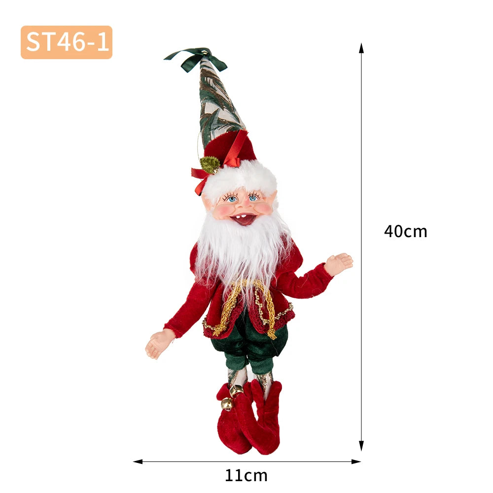 Kerst pop elf met krans – feestelijke pluche hanger voor decoratie
