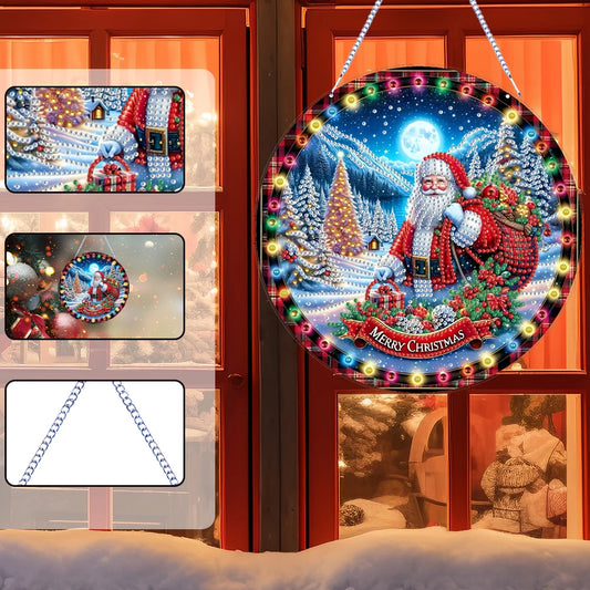 Diamond Painting Kerstkrans raamdecoratie met strass steentjes