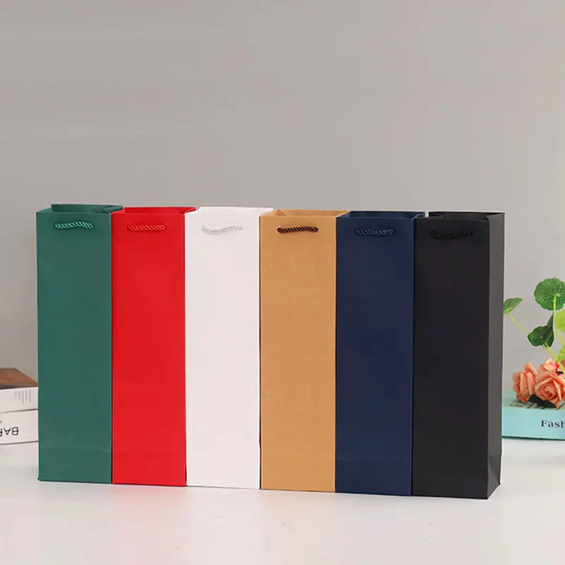 Kerst cadeauverpakking wijn cadeauzakjes met handvat en trekkoord