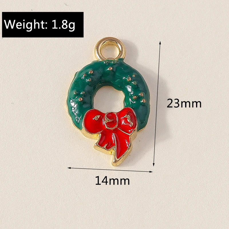 Kersthanger voor ketting of armband kerstboom rendier bel sneeuwpop hanger set - 10 stuks