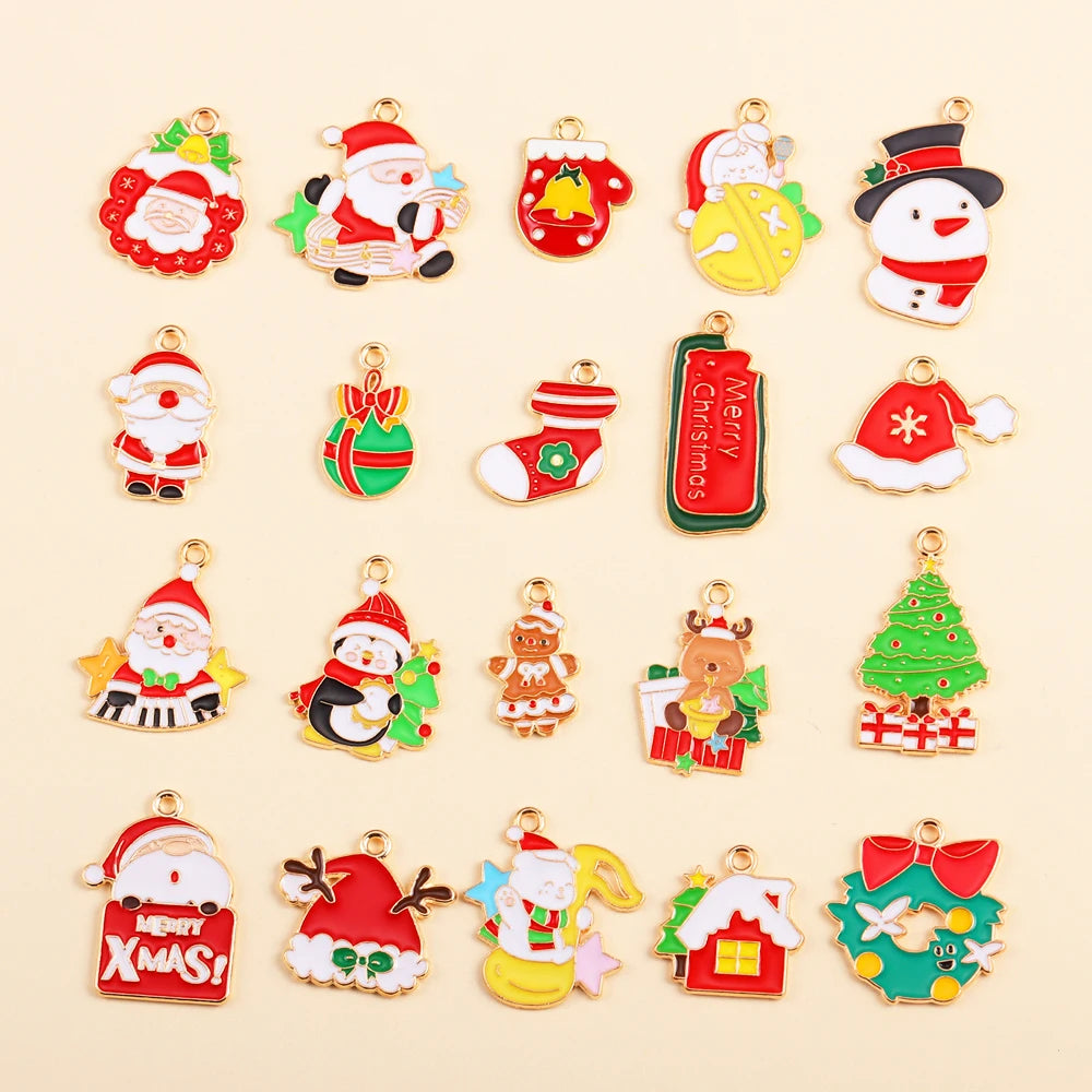 Kerst hanger Kerstman & Gingerbread set voor sieraden en decoratie - 10 stuks