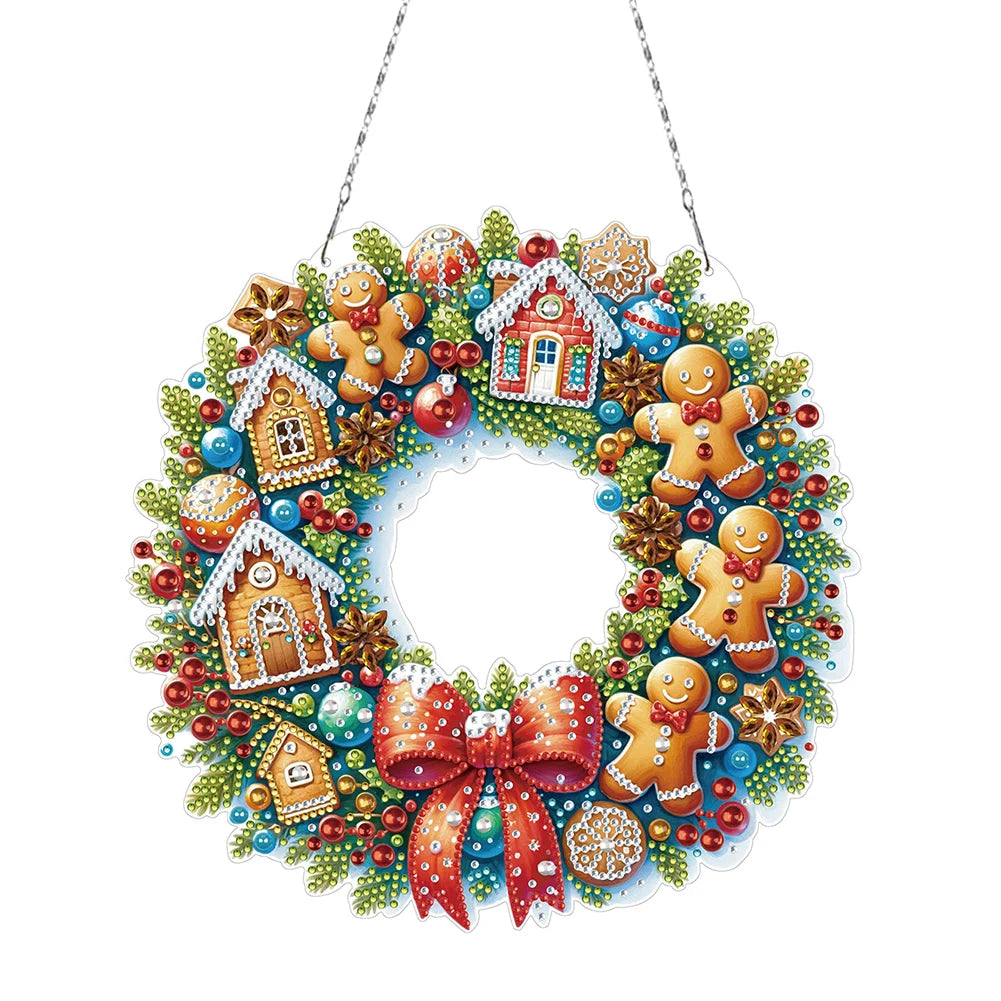 Diamond Painting Kerst krans acryl hanger met strass steentjes