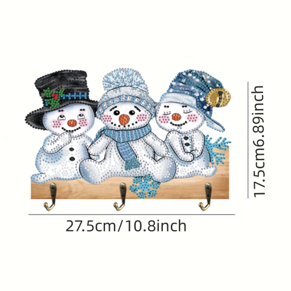 Diamond Painting Kapstok/Sleutelrek Kerst – Houten Wandhaak met Diamond Painting Steentjes