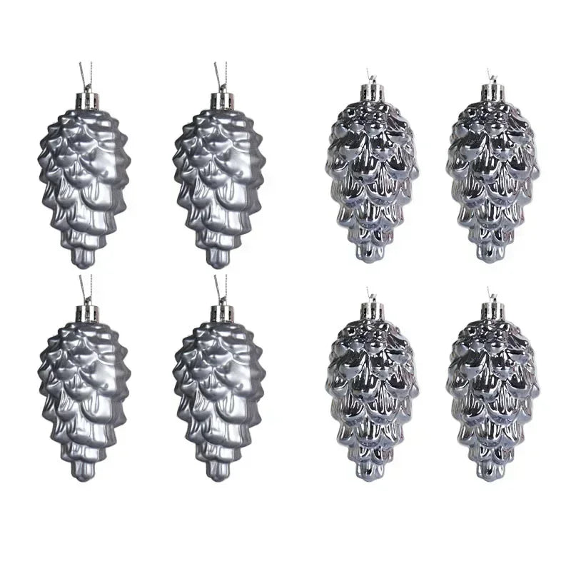 Set kersthangers 8 stuks – matte & glanzende kerstballen in de vorm van dennenappels