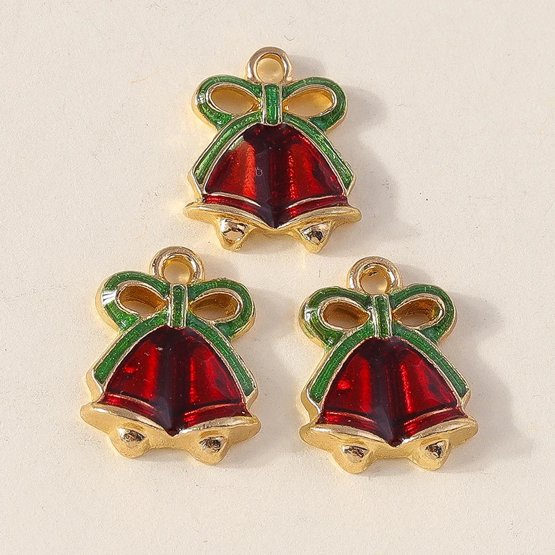Kersthanger voor ketting of armband kerstboom rendier bel sneeuwpop hanger set - 10 stuks