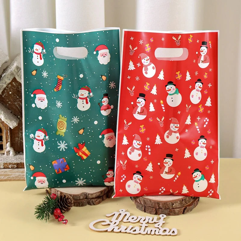 Kerst cadeauverpakking cadeautasjes met sneeuwpop ontwerp in diverse kleuren