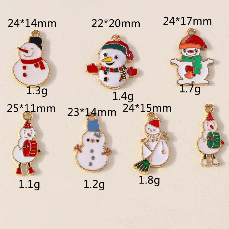 Kersthanger voor ketting of armband sneeuwpop emaille bedels 20 stuks