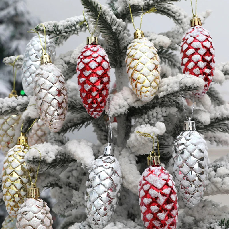 Kerstboom ornamenten dennenappel ballen set van 5 kerstdecoratie hangers
