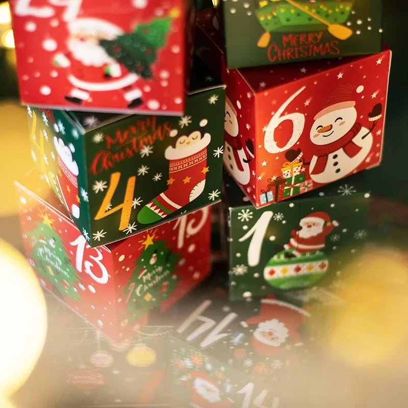 Kerst cadeauverpakking set van 24 advent doosjes voor aftelkalender