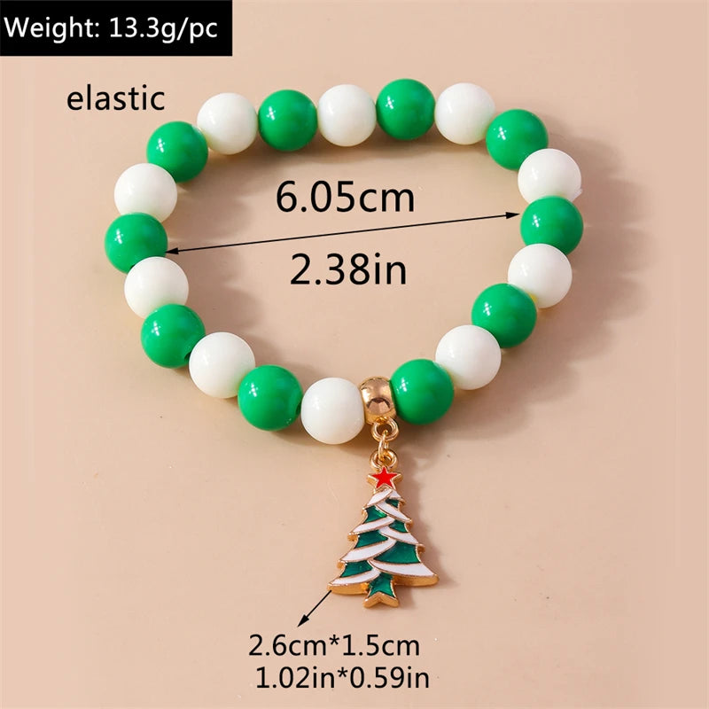 Kerst armband met kralen, rendier en kerstboom bedels voor dames