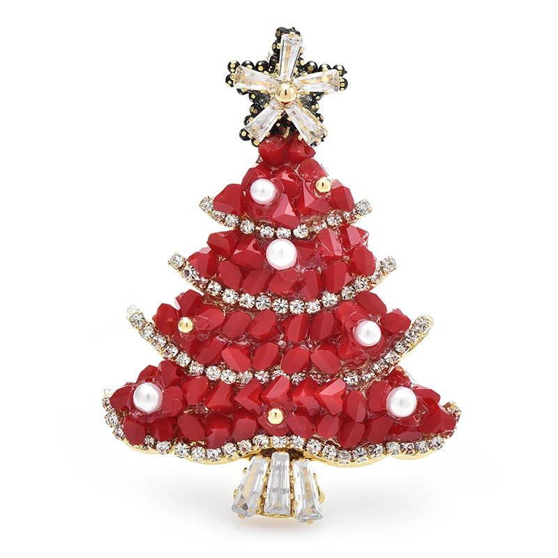 Broche Kristallen Kerstboom – Handgemaakt – Unisex – Feestelijk & Elegant