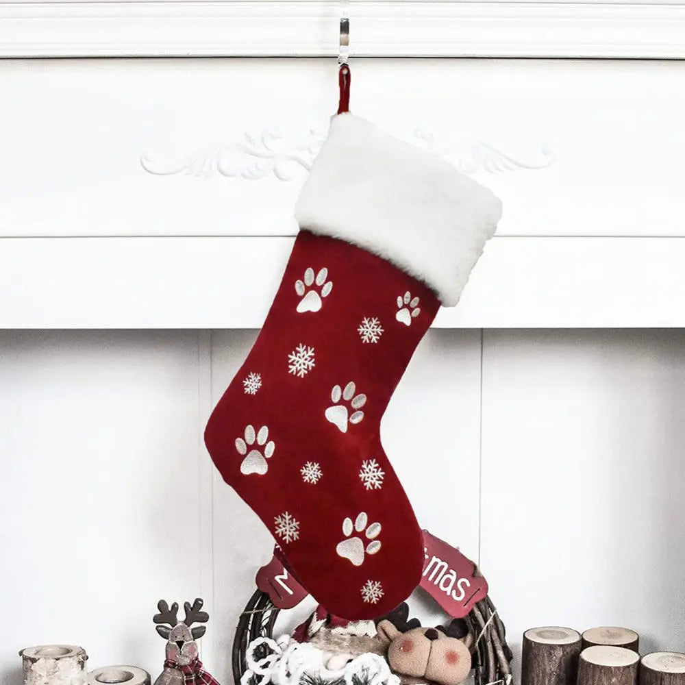 Kerstsok met hond en kat pootjes – Luxe kerstboomdecoratie