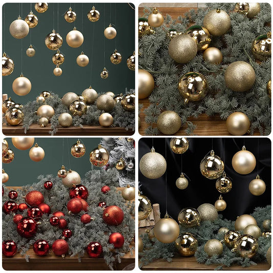 Kerstballen set 24 stuks – stevige kunststof ballen in effen kleuren