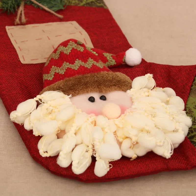 Kerstsokken Cartoon Decoratie met Pop - Snoepzak