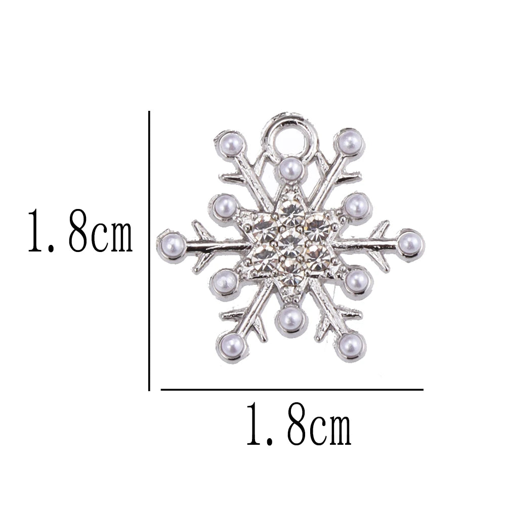 Kerst hanger sneeuwvlok charme met parel en zirkonia – 10 stuks - diverse kleuren en opties