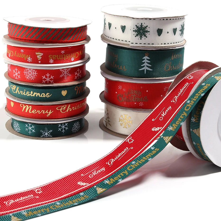 Kerst cadeau lint – 10 meter polyester lint 10mm/20mm bedrukt voor decoratie & inpakken